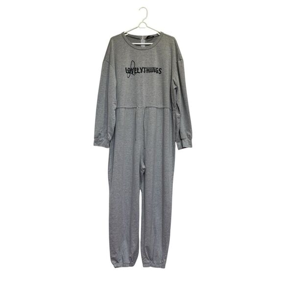 SHEIN Curve Lovely Things Gray Jumpsuit Zip Back Sz 4X - Picture 1 of 9